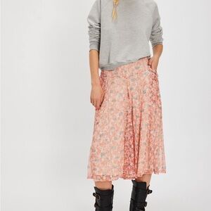 Free People Peach Floral Cropped Pants